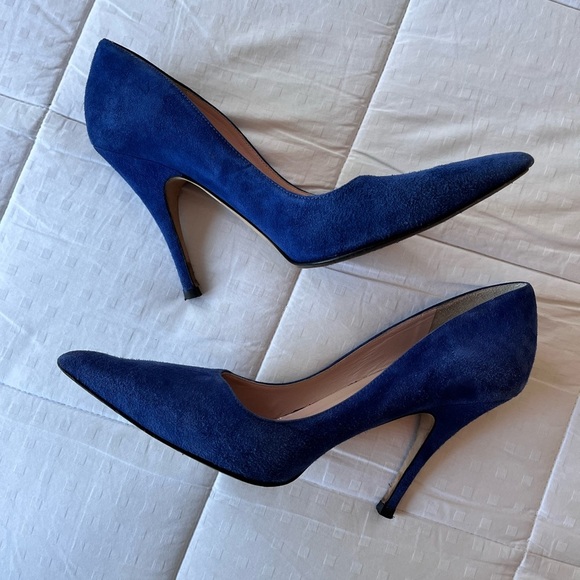 SOLD Kate SPADE Blue Suede Italian Leather Stiletto Point Toe Pump Heels 8.5M - Picture 8 of 14